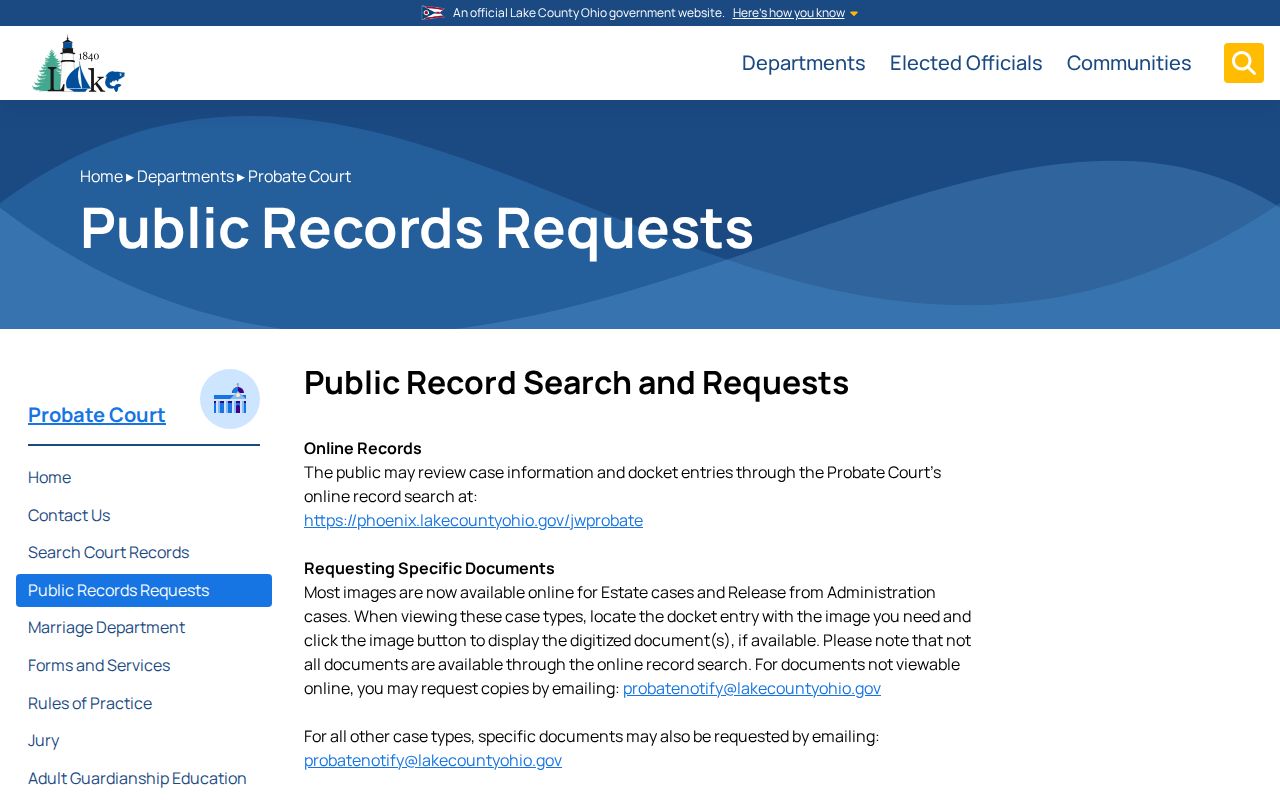 Lake County court records from the Probate Court request process