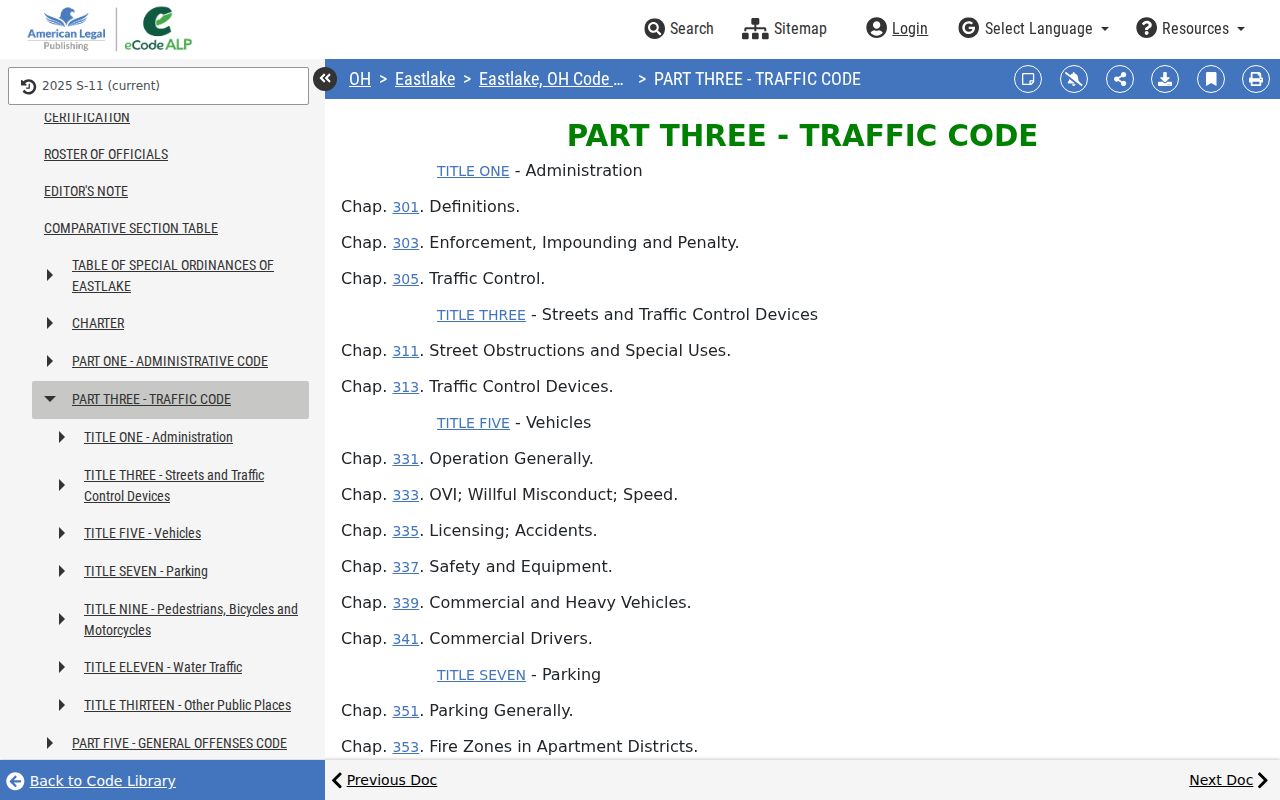 Eastlake court docket context from the Eastlake traffic code and separate Willoughby court route
