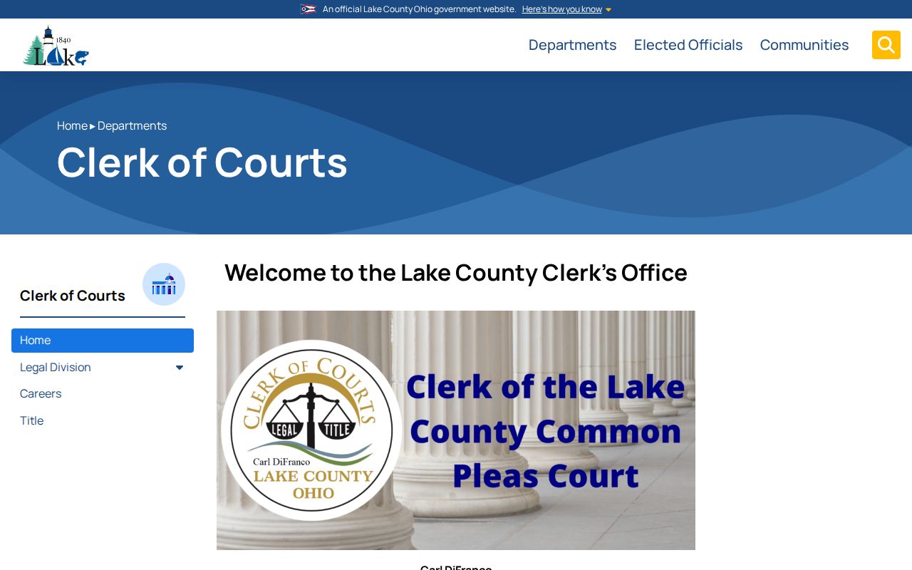 Lake County court docket Clerk of Courts access page