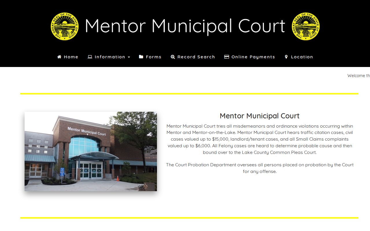 Mentor court docket Mentor Municipal Court building and local jurisdiction