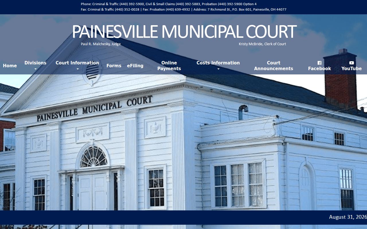 Painesville court docket access at Painesville Municipal Court in Lake County