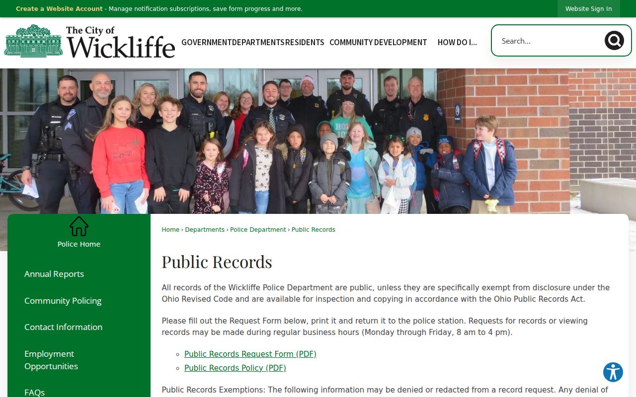 Wickliffe court records distinction from City public records process