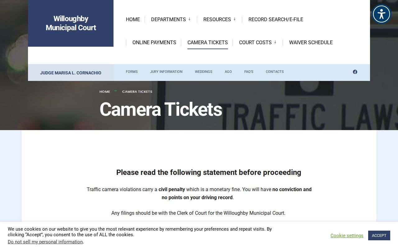 Wickliffe traffic tickets and Willoughby Municipal Court camera citation route